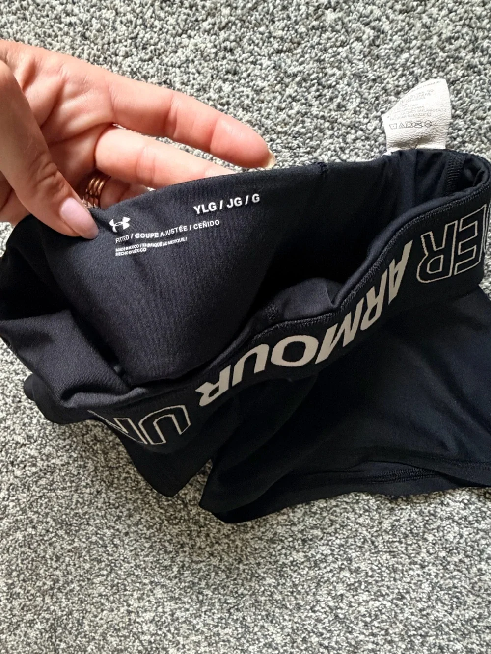 Under Armour Girls' Bike Shorts Lot with Fold Over Waist Band. Size Youth Large